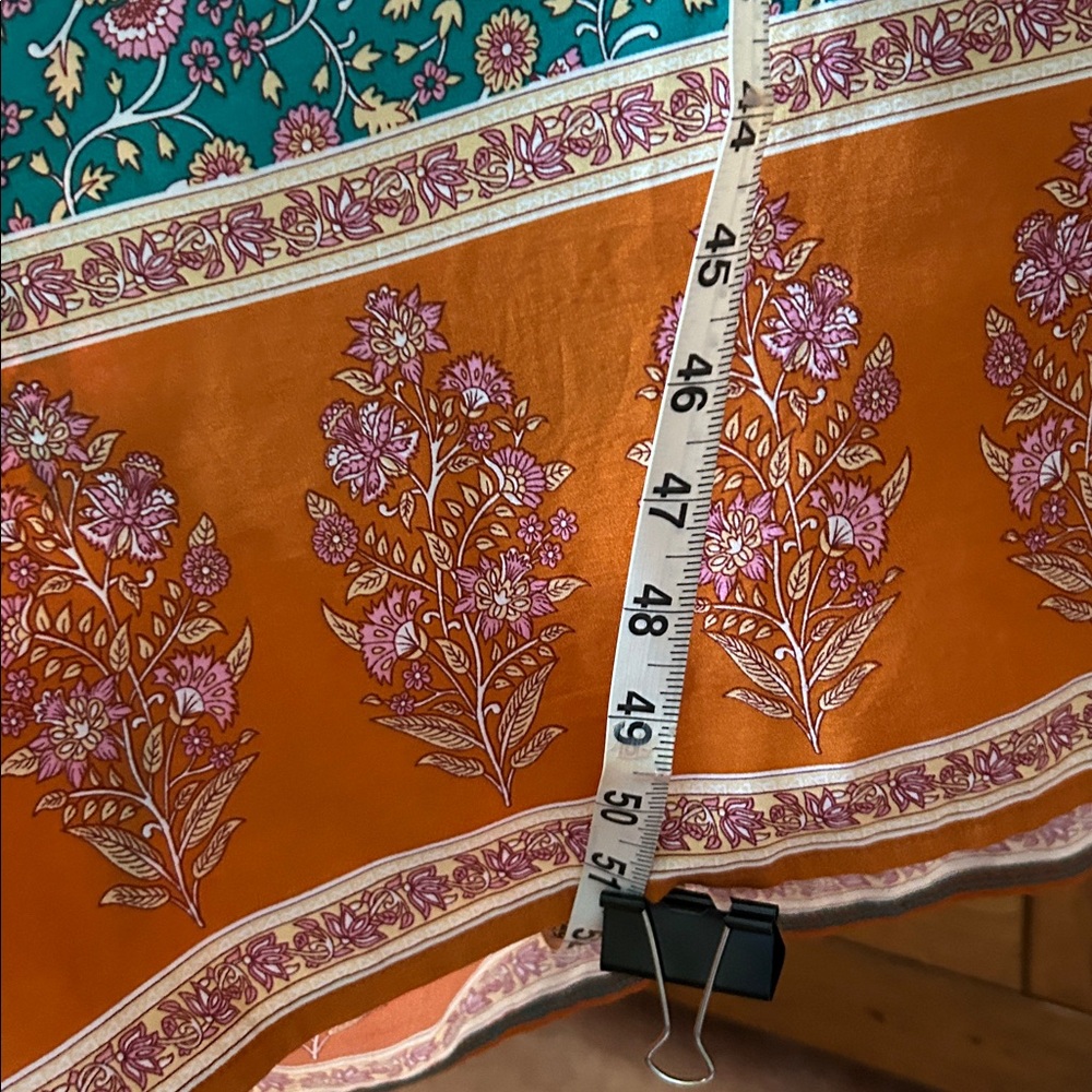 NATURAL LIFE Teal Floral Maxi Dress with Orange Hem - Picture 8 of 8